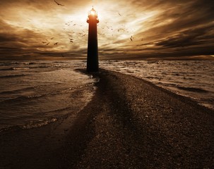 Wall Mural - Stormy sky over  lighthouse