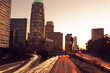 Los Angeles, Urban City at Sunset with Freeway Trafic