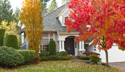 residential home during fall season