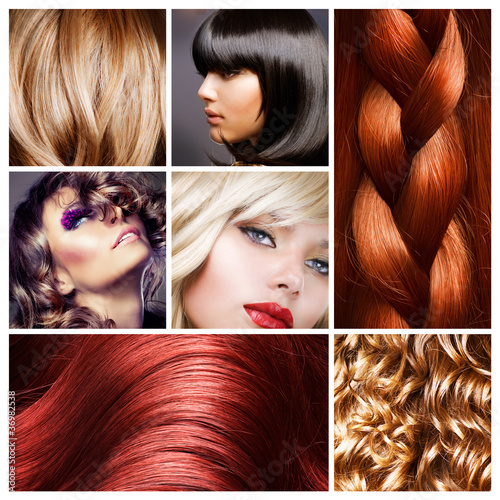 Fototapeta na wymiar Hair Collage. Hairstyles
