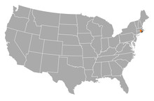Map Of The United States, Rhode Island Highlighted