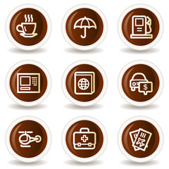 Wall Mural - Travel web icons set 4, chocolate buttons