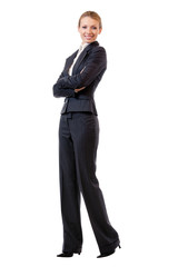 Full body portrait of business woman, isolated