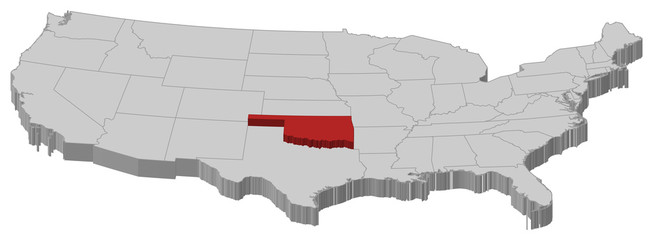 Map of the United States, Oklahoma highlighted