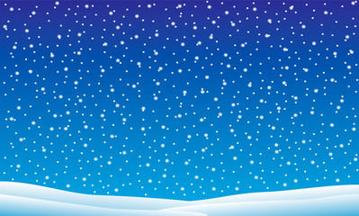 winter landscape with falling snow