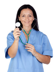 Wall Mural - Attractive brunette doctor with a stethoscope