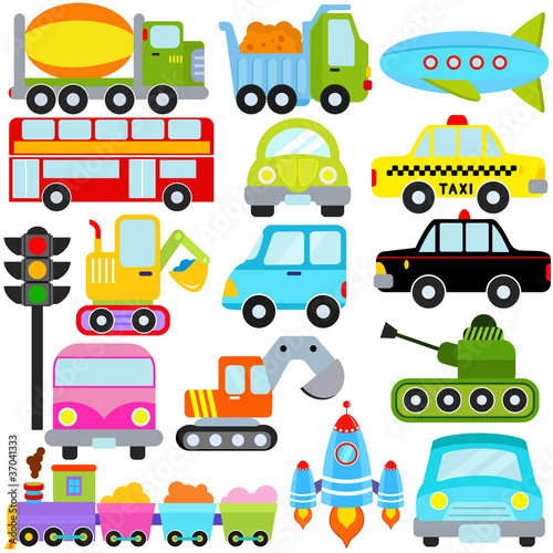 Obraz w ramie A set of cute Vector Icons : Car / Vehicles / Transportation