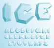 Vector ice alphabet on a blue gradient background
