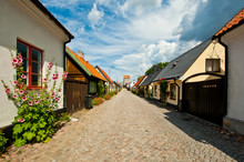 Sunny Street Scene In Visby, Gotland