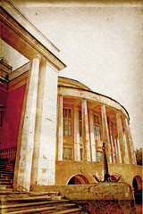 Poster - old-time building on grunge background