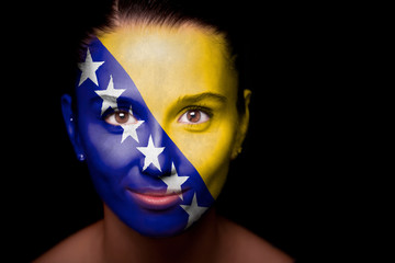 Wall Mural - woman with the flag of the Bosnia and Herzegovina