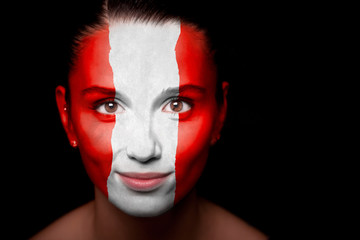 Portrait of a woman with the flag of the Austria