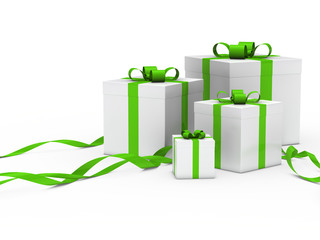 Poster - gift box white green ribbon