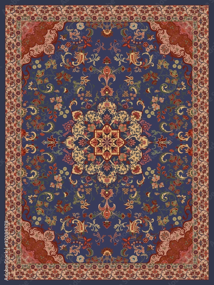 Oriental Floral Carpet Design -Illustration Stock Illustration | Adobe ...