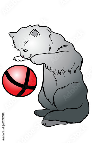 cat ball cartoon