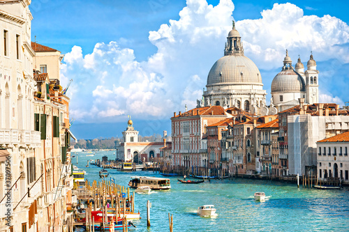 Obraz w ramie Venice, view of grand canal and basilica of santa maria della sa