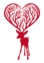 Deer With Heart Antlers, Vector