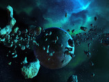 Asteroid Field and Nebula
