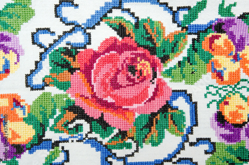 Fototapeta do kuchni embroidered good by cross-stitch pattern