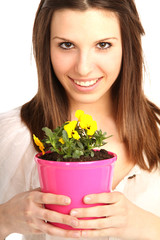 Poster - Frau mit Blumen