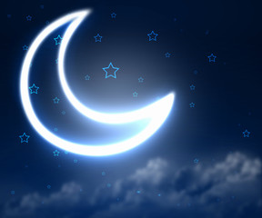 Canvas Print - night sky background with moon and stars