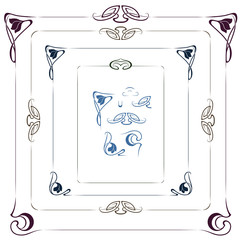 Wall Mural - set of plant elements for creating borders and frames