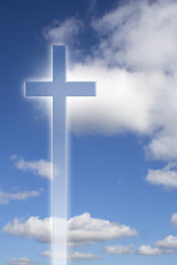 High resolution Christian cross on sky