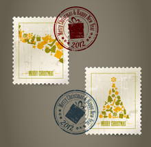 Collection Of Vector Vintage Postage Stamps