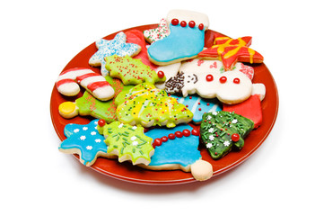Wall Mural - Plate of iced Christmas cookies