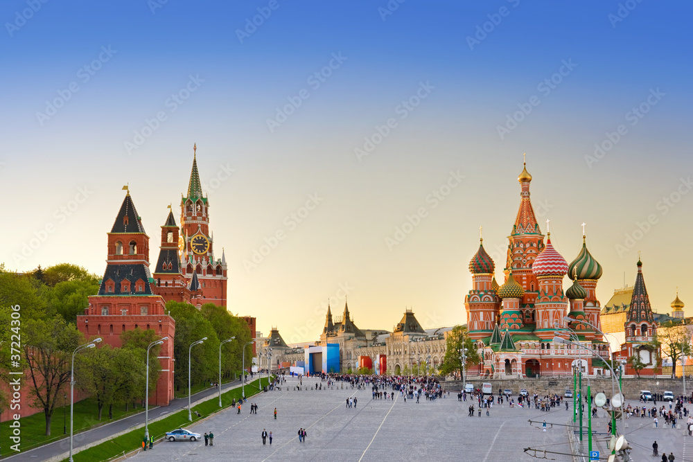 Obraz na płótnie Red square, Moscow at sunset w salonie