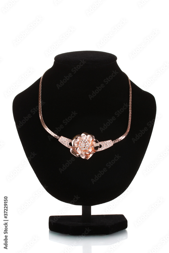 Pendant in form of flower on mannequin isolated on white