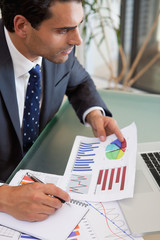 Poster - Portrait of a sales person studying statistics
