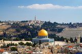 Fototapeta  - Dome of the Rock, high angle view to Jerusalem
