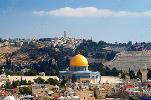 Cuadros en Lienzo Dome of the Rock, high angle view to Jerusalem
