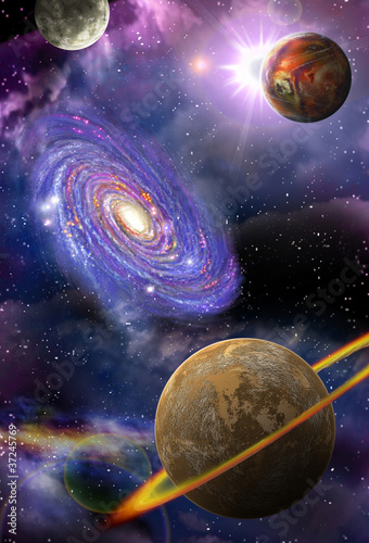 Nowoczesny obraz na płótnie galaxies and planets in space