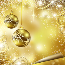Best Christmas Golden Balls Background