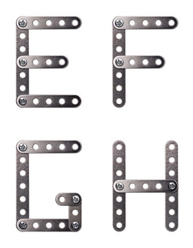 Metal meccano alphabet symbol