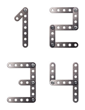 Metal interlocking number pieces 1 2 3 4