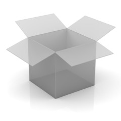 Poster - Blank opened transparent box on white background