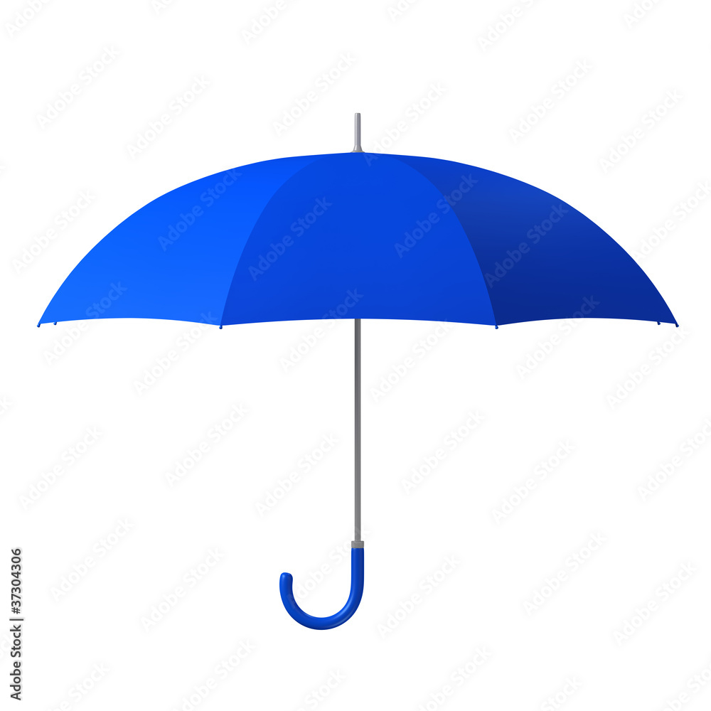 blue umbrella isolated on white background - obrazy, fototapety, plakaty 