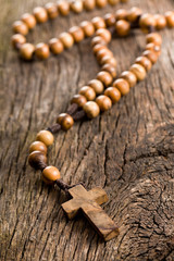 Wall Mural - Wooden rosary beads