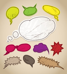 Poster - Vintage scratched speech bubbles clip-art