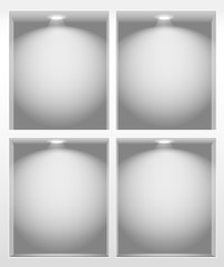 Poster - Illuminated empty book shelves illustration