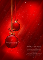 Christmas background or greeting card with balls