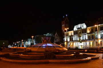 Wall Mural - Independence Square. Night cityscape of Minsk