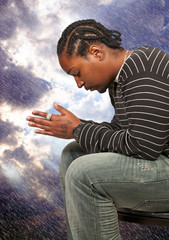 Wall Mural - Black man praying