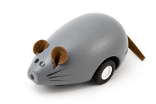Wooden Toy Mouse Over White