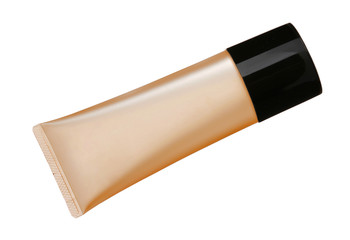liquid makeup foundation in tube isolated on white
