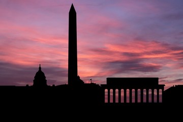 Wall Mural - Washington DC Skyline at sunset illustration