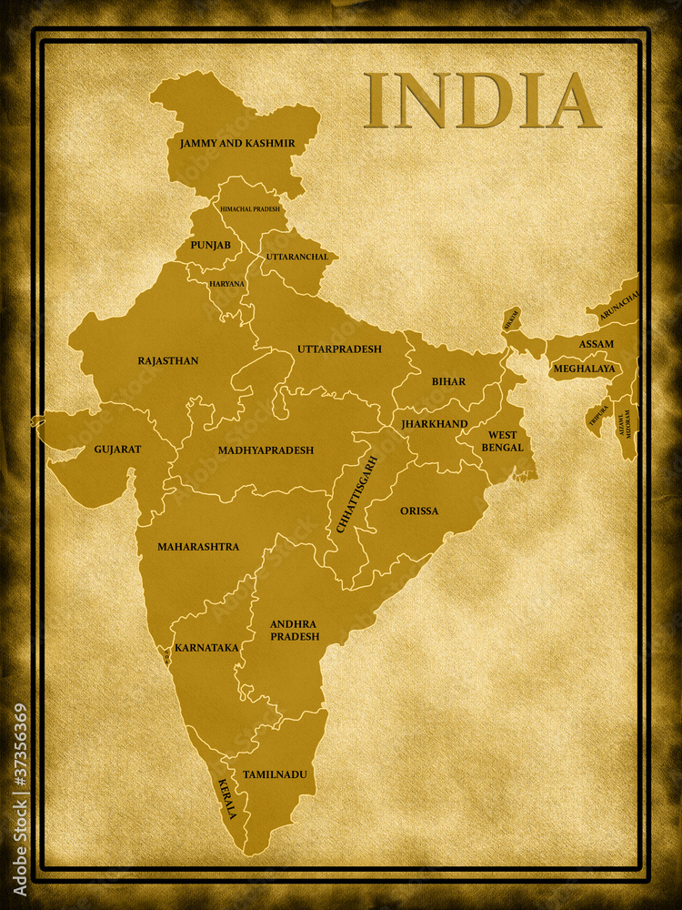 India map with states Stock Illustration | Adobe Stock